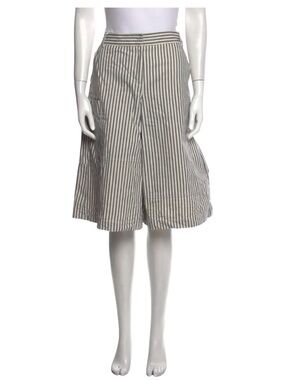 Tibi Striped Knee-Length Bermuda Shorts in White and Gray